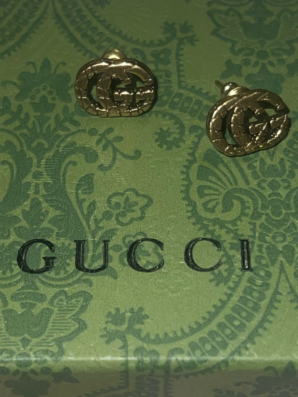 Gucci Gold Double G Logo Stud Earrings